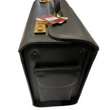 Quindici Leather PIlot Case with drop front & laptop pouch black