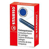 Stabilo Washable Blue International Standard Ink Cartridges x6
