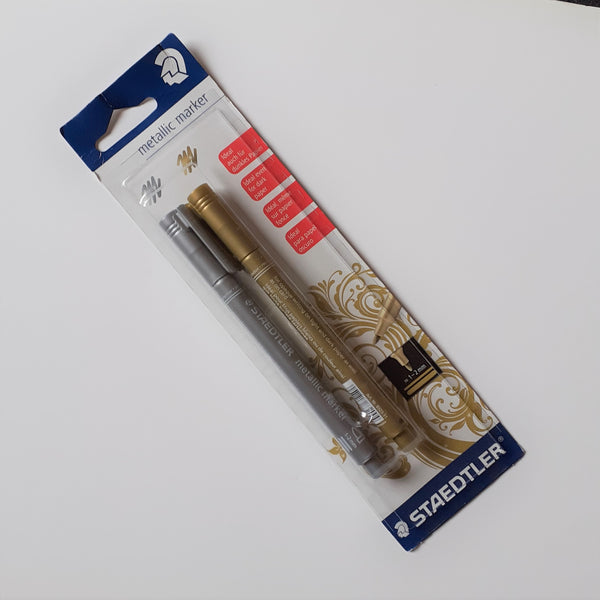 Staedtler Metallic Markers Packet x2 Gold and Silver 1-2mm Line