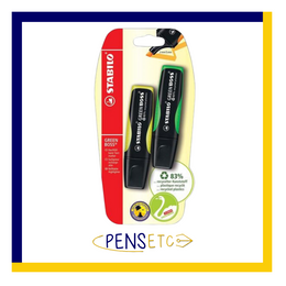 Stabilo GREEN BOSS Refillable Highlighters 2 Pack in Yellow and Green