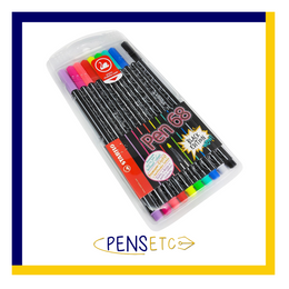 STABILO Pen 68 Fibre Tip Felt Pens - Limited Black Barrel Edition - 10 Pack
