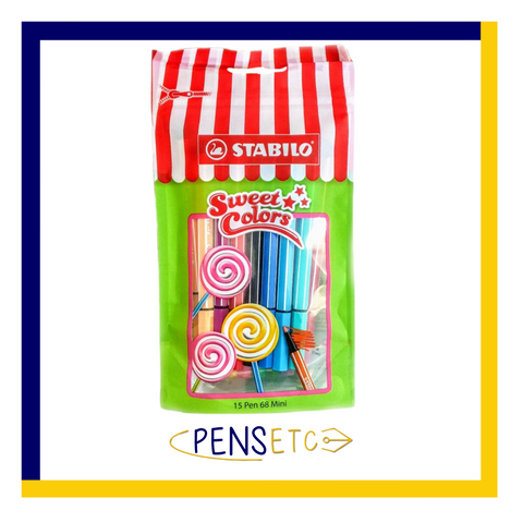 STABILO Pen 68 Mini Sweet Colours Felt-Tip Pens Assorted Colours, Pack of 15