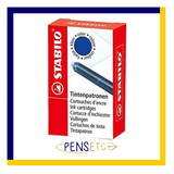 Stabilo Washable Blue International Short Ink Cartridges x6