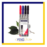 Staedtler Lumocolor 318 Permanent Pen Set x4 318WP4 Fine in Red, Blue, Black and Green Ink