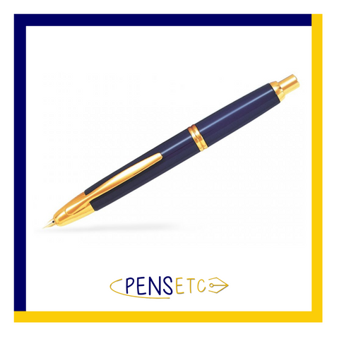 Pilot Capless Vanishing Point Retractable Fountain Pen Blue/Gold Trims