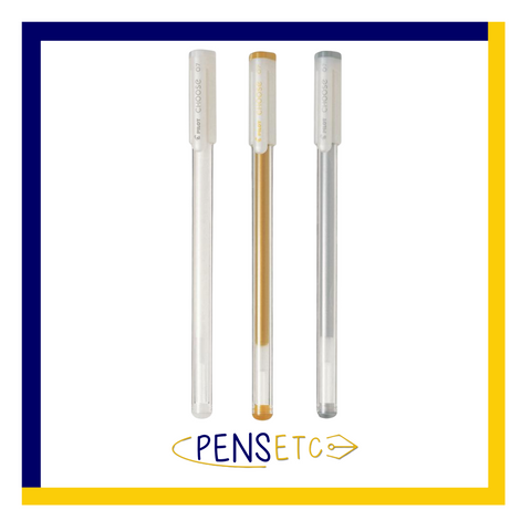 Pilot Choose Gel Pens x 3 in White, Silver & Gold Pigment Ink 0.7mm