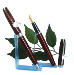 X-Pen Legend Fountain Pen and Ballpoint Pen Set in Burgundy with Chrome Detail