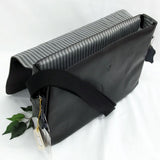 Quindici 15.6 Laptop Messenger Bag Black Soft Split Leather QSB 725