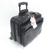 Quindici Leather Business Overnight Trolley Bag Hand Luggage Size with Laptop Section in Black or Brown QSB 718
