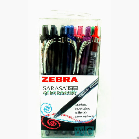 Zebra Sarasa SE 07 Gel Ink Retractable Pens 20Pk in 8 Assorted Colours