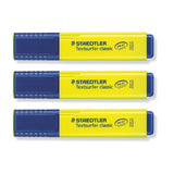 Staedtler Textsurfer Classic Yellow Highlighter 3 Pack with 1-5mm Tip and Fast Drying Ink