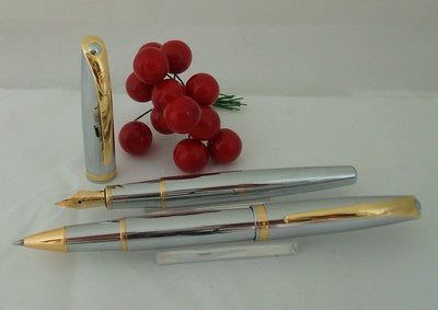 X-Pen Aura Fountain & Roller Ball Pen Steel & Gold 382